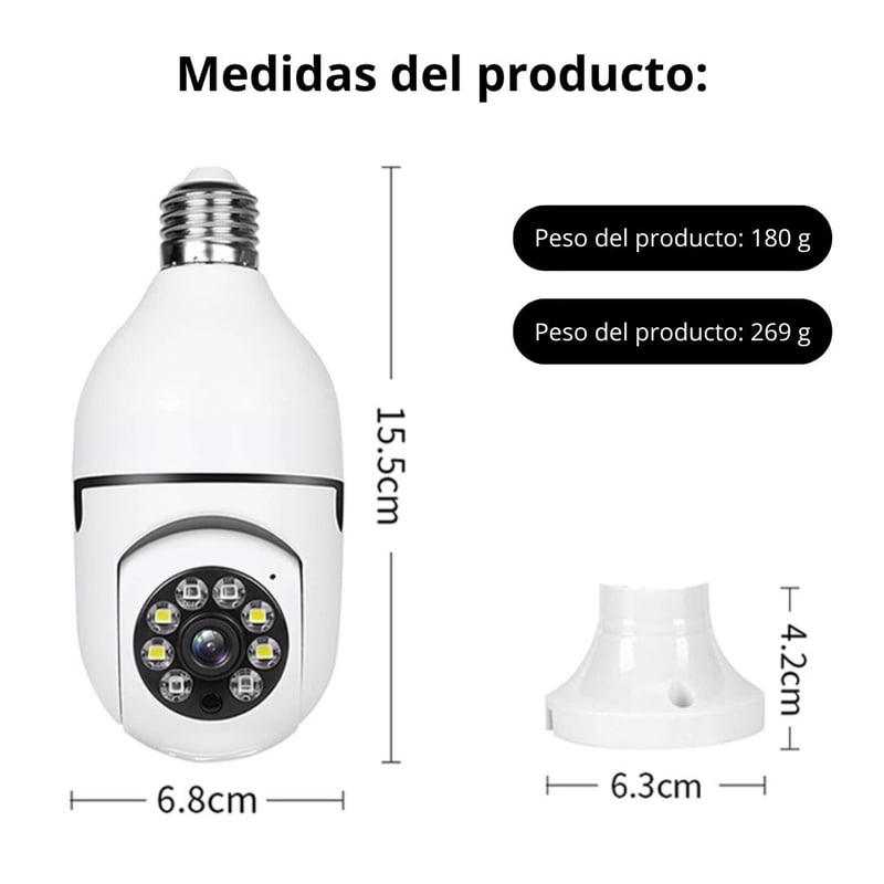 Foco Camara 360° Wifi Full HD