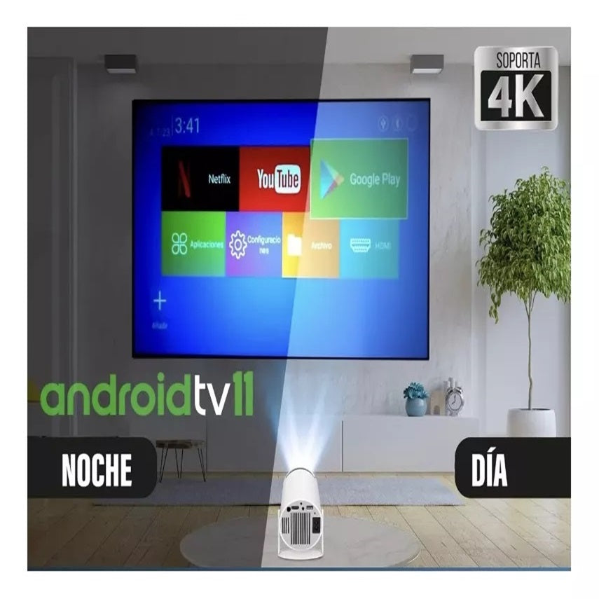 Proyector HY300 con WIFI6 y Bluetooth FULL HD 1080P con Android Tv