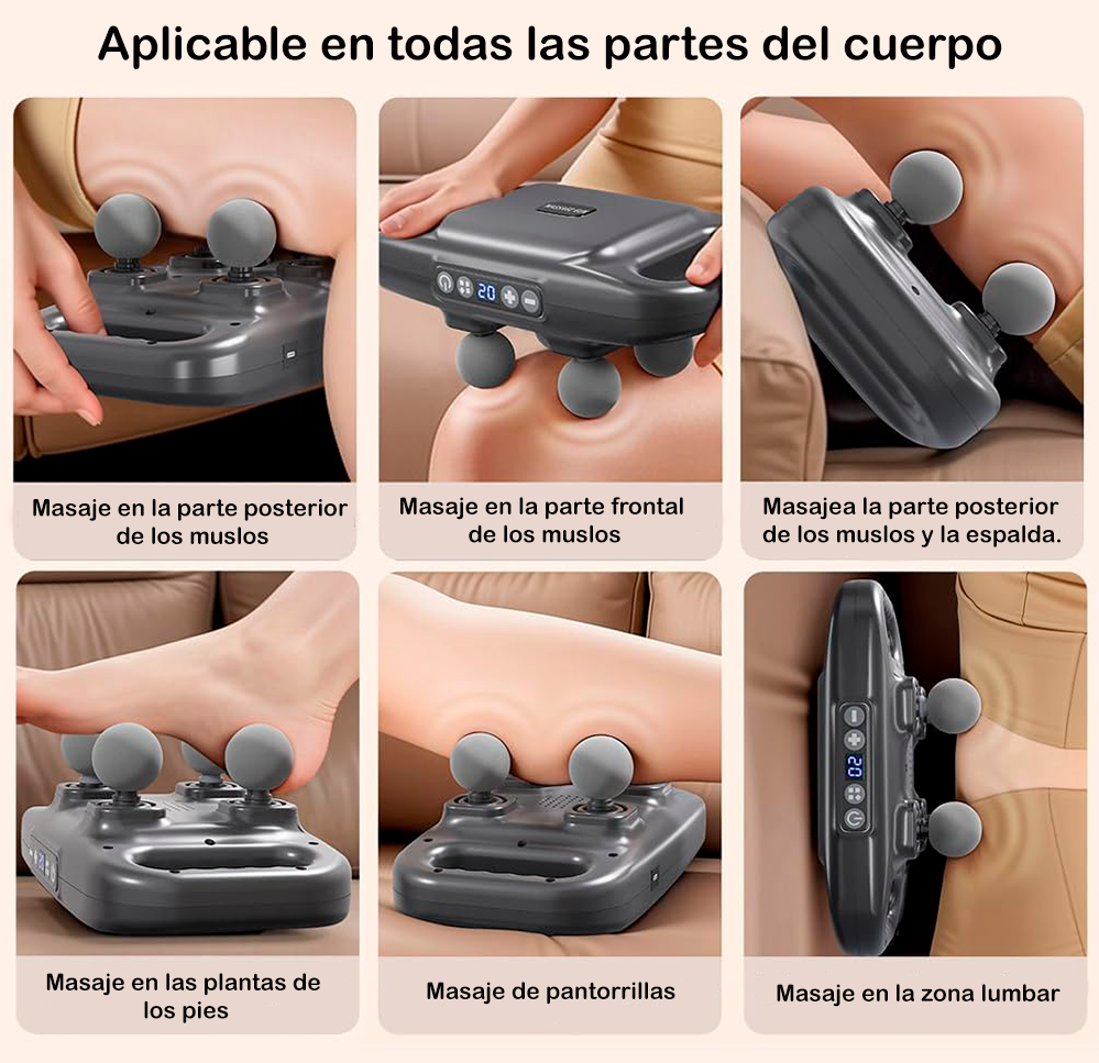 Masajeador Muscular 4 Cabezales Recargable