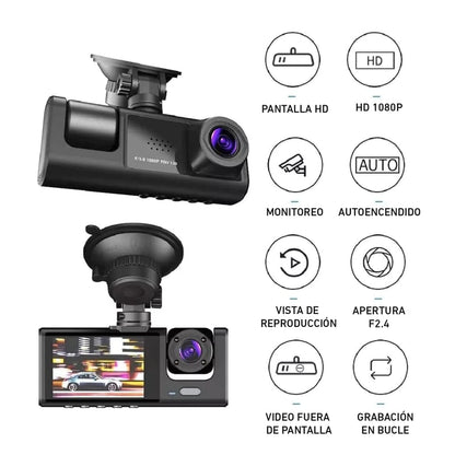 Cámara grabadora de visión delantera y trasera para coche HD 1080P