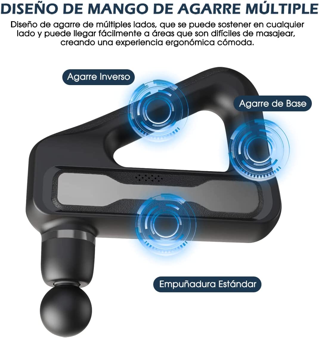 Pistola Masajeadora Profesional 8 en 1 Recargable