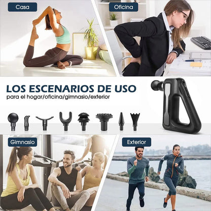 Pistola Masajeadora Profesional 8 en 1 Recargable