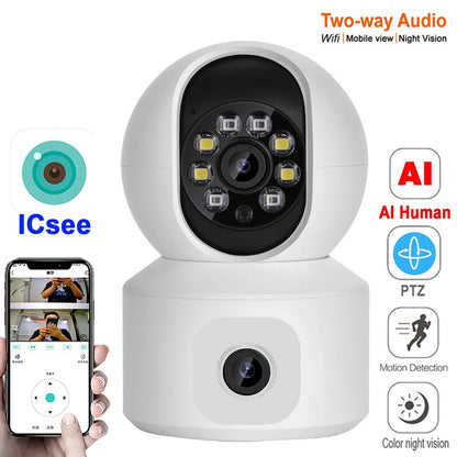 Cámara Doble de Vigilancia ICSee Inteligente WIfi 360º 4mp