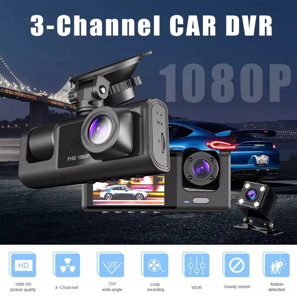 Cámara grabadora de visión delantera y trasera para coche HD 1080P