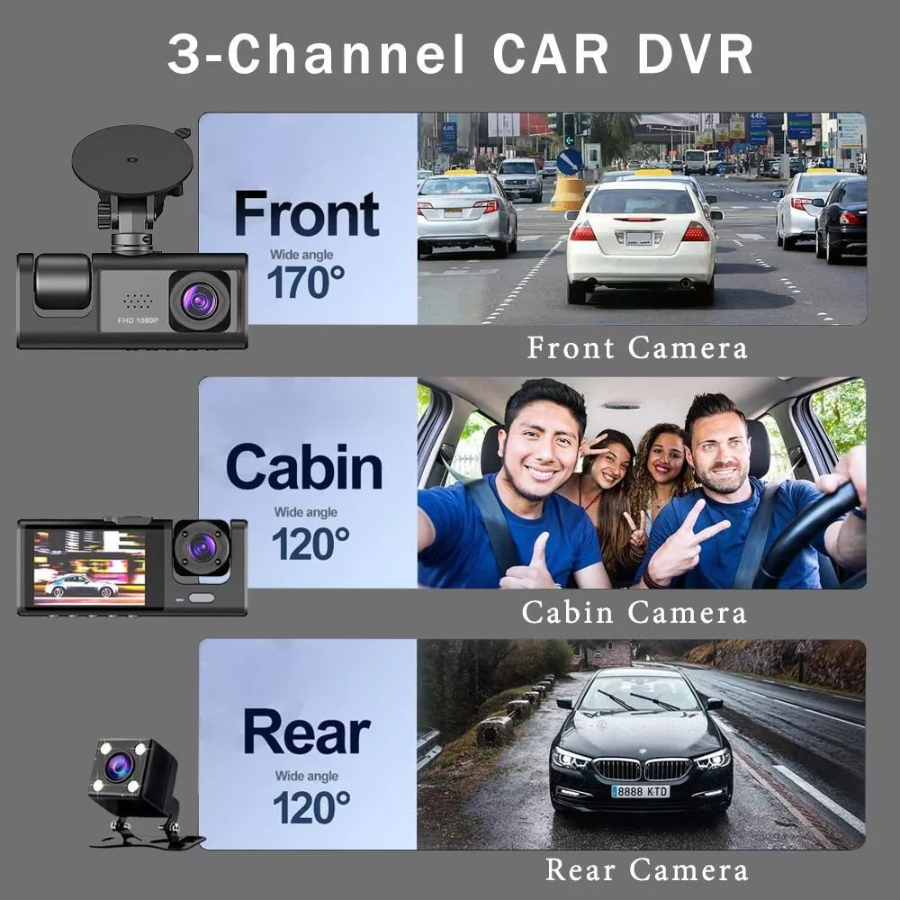 Cámara grabadora de visión delantera y trasera para coche HD 1080P